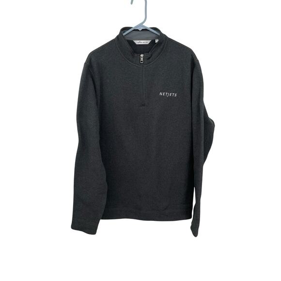 Peter Millar Netjets Crown Fleece Quarter Zip Pullover Black Size XL